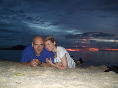 Rob and Darlene on Koh Samui beach at sunset