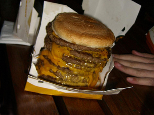 two pound mcDonalds cheeseburger