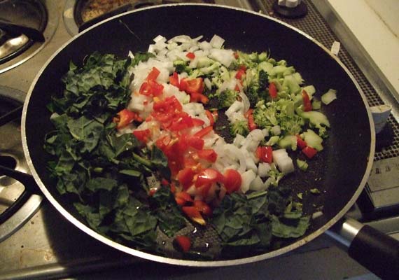 greens fried in coconut oil